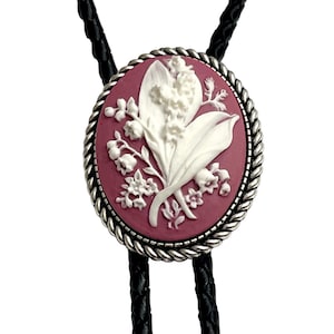Amazing Lily of the Valley Bolo Tie - Personalized Cord Color ,length , and tips /T26