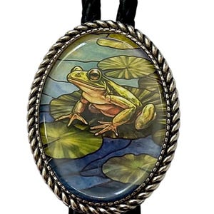 Frog Bolo Tie - Personalized Cord Color , length , and tips /A08