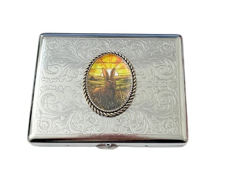 Estuche para cigarrillos RABBIT de acero inoxidable con tarjetero para tarjetas de visita/A05