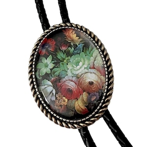 FLOWER  Bolo Tie - Personalized Cord Color ,length , and tips /FL4