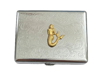 Amazing Stainless Steel Handmade Mermaid cigarette case box /P91