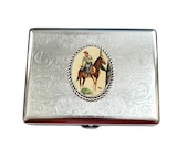 western cigarette case Stainless Steel COWBOY Business Card ID Holder /C10 Stainless Steel Western Cowboy Cigarette
