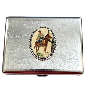 Portasigarette in acciaio inossidabile, stile vintage, stile cowboy occidentale, porta biglietti da visita /C3