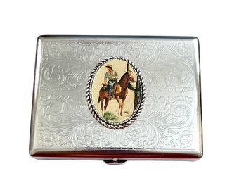 Roestvrijstalen unieke western-cowboy vintage stijl sigarettenkoker visitekaartje ID-houder /C3