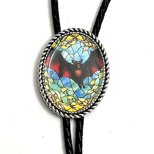 Bat Bolo Tie - Personalized Cord Color ,length , and tips /A01