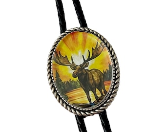 MOOSE  Bolo Tie - Personalized Cord Color ,length , and tips