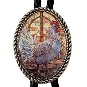 Chicken/Rooster   Bolo Tie - Personalized Cord Color ,length , and tips /B01