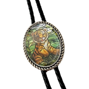 Baby Tiger  Bolo Tie - Personalized Cord Color ,length , and tips /A06