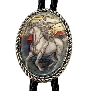 Horse Bolo Tie - Personalized Cord Color , length , and tips /A08