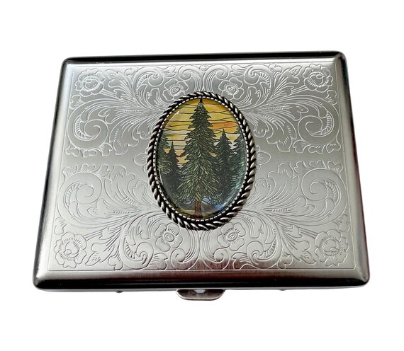 Pine Tree Cigarette Case Business Card ID Holder /FL5