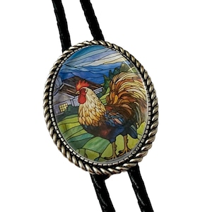 ROOSTER Bolo Tie - Personalized Cord Color ,length , and tips /A04