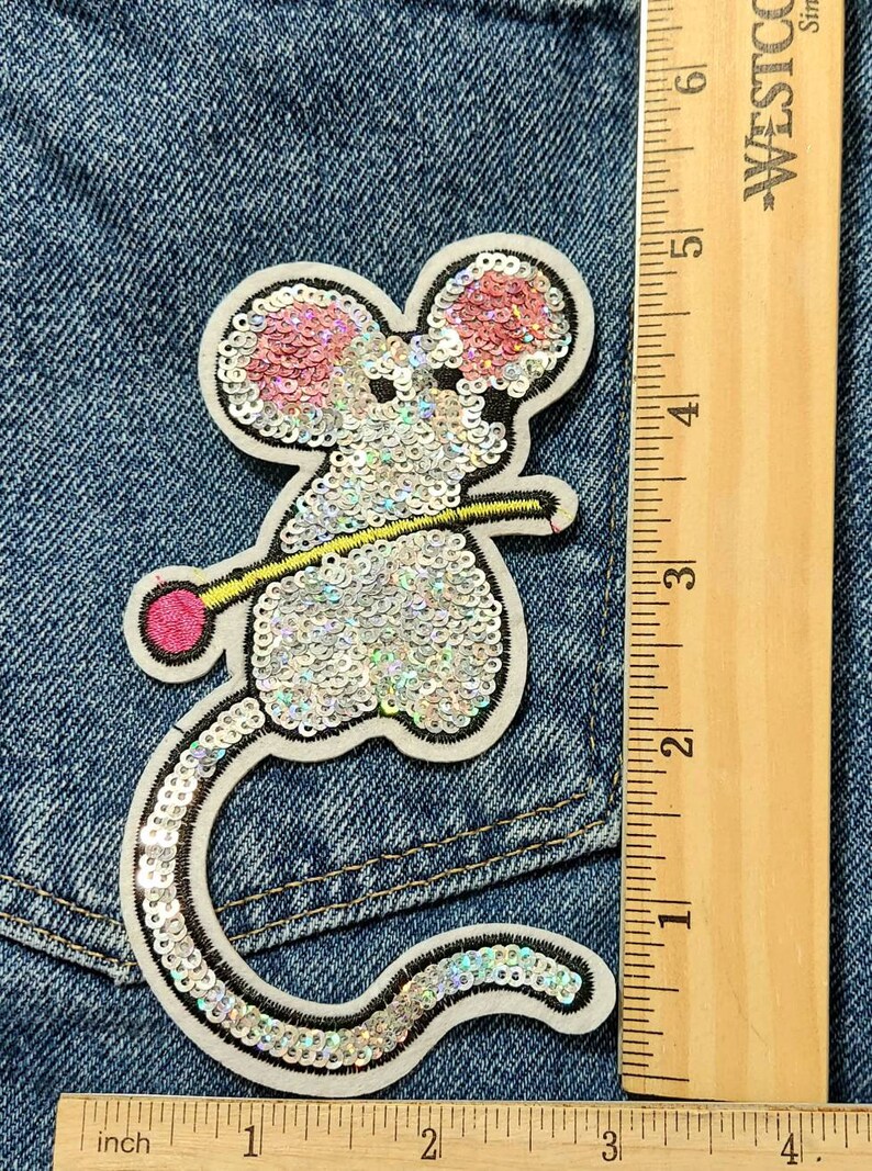 Sequin Mouse Patch Iron On Patch Embroidered Patch Jacket Patch Clothes Patch Applique 56
