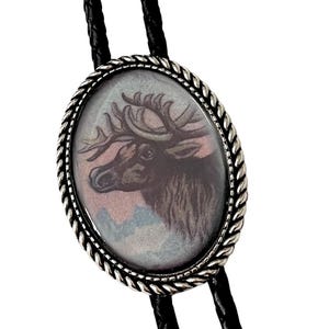Moose Bolo Tie - Personalized Cord Color , length , and tips /A11