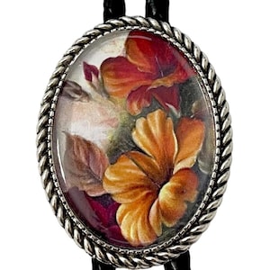 FLOWER  Bolo Tie - Personalized Cord Color ,length , and tips /FL16