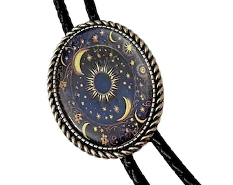 CELESTIAL  Bolo Tie - Personalized Cord Color ,length , and tips /M3
