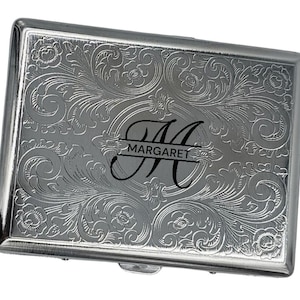 OWL Customized Personalized Stainless Steel Monogram name Cigarette Case  Card ID Holder Gift Father Day Mother day Valentines Day