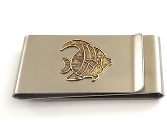 Fish  2 SIDE Stainless Steel Money Clip /P10