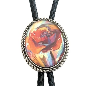 FLOWERS ROSES Bolo Tie - Personalized Cord Color ,length , and tips /FL16