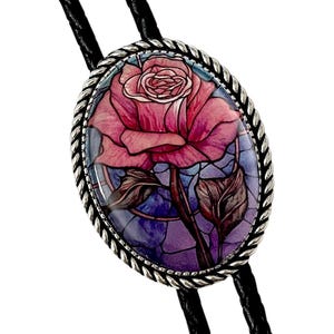 ROSE Bolo Tie - Personalized Cord Color ,length , and tips /FL10