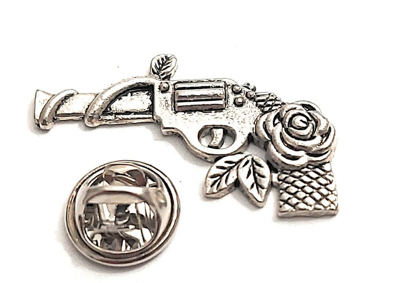 GUN AND ROSE Lapel Pin Tack Pin / P11 Etsy