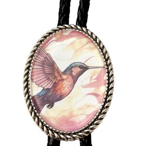 Hummingbird  Bolo Tie - Personalized Cord Color ,length , and tips /B10