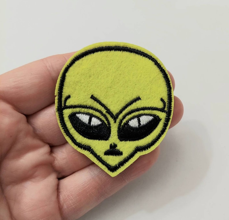 Yellow green alien Iron on Patch Embroidered Patch Jacket Patch Clothes Patch Applique mask patch 50