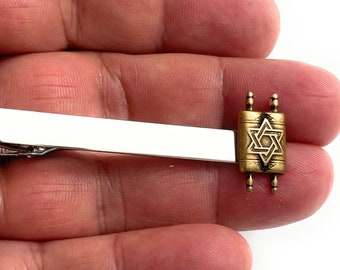 Sefer Torah scroll Star of David tie Clip Tie Bar /P50