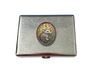 mickey mouse cigarette case Retro Mickey Mirror Compact Tissue Holder or 120s Cigarette 2-clip Wallet  Business Credit Card Case