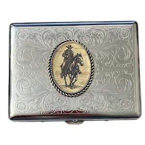 Edelstahl Western Cowboy Zigarettenetui Visitenkartenhalter / C10