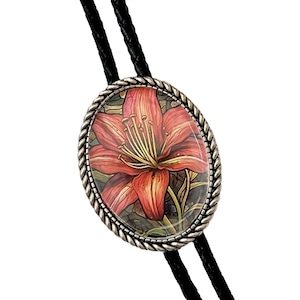 FLOWER  Bolo Tie - Personalized Cord Color ,length , and tips /FL6