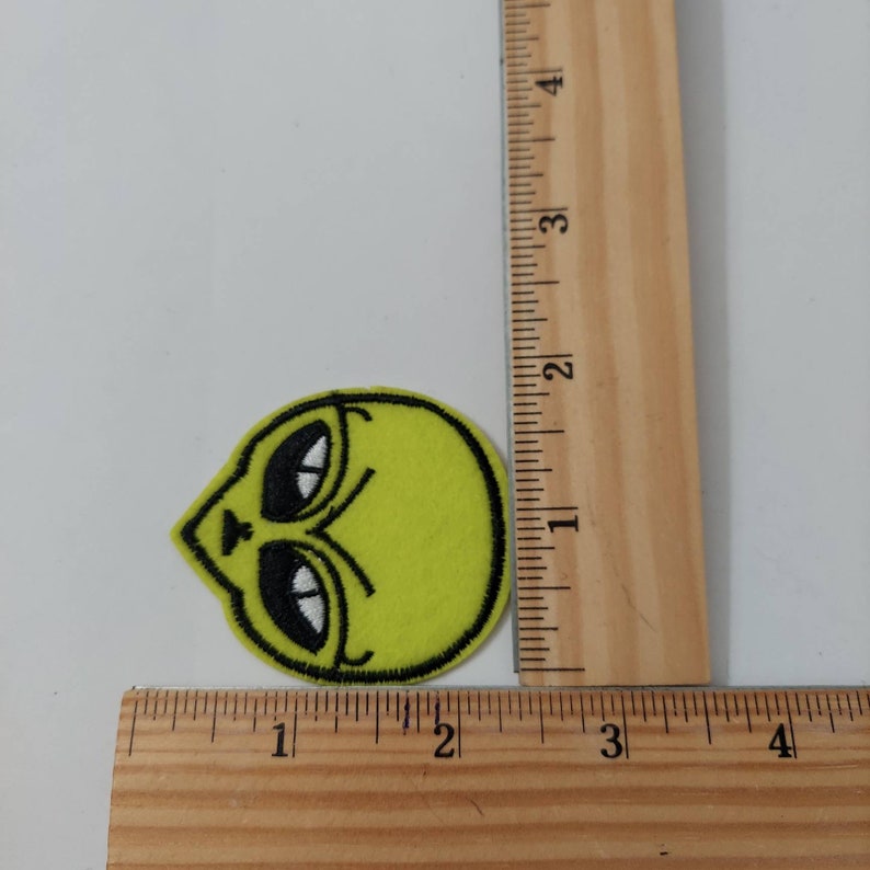 Yellow green alien Iron on Patch Embroidered Patch Jacket Patch Clothes Patch Applique mask patch 50