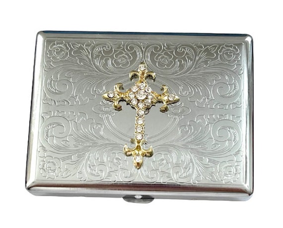 i cross cigarette Stainless Steel Unique Cross Cigarette Case Business Card ID Holder /T08