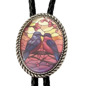 Love Bird Bolo Tie - Personalized Cord Color ,length , and tips /B05