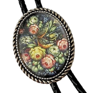 FLOWER  Bolo Tie - Personalized Cord Color ,length , and tips /FL4