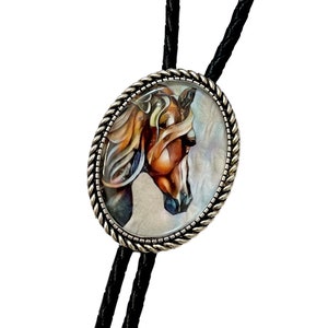 HORSE Bolo Tie - Personalized Cord Color ,length , and tips /H1