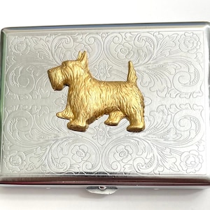 Étui à cigarettes unique en acier inoxydable pour chien, scotty cairn terrier toto, porte-cartes d'identité/T02
