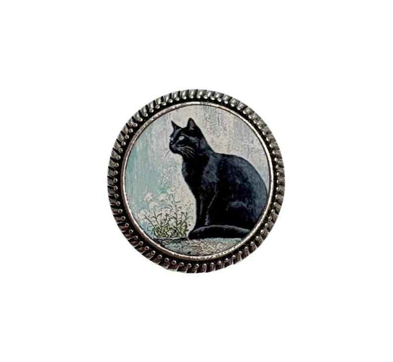 BLACK CAT Art Print Brooch / Tack Pin - Etsy