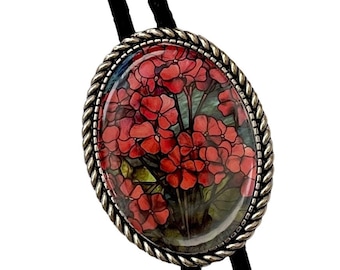 FLOWER  Bolo Tie - Personalized Cord Color ,length , and tips /FL6