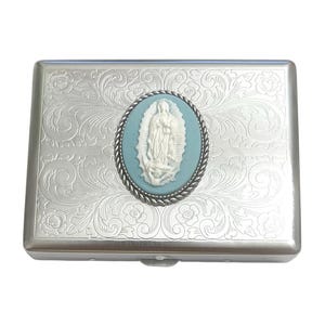 Erstaunliche viktorianische Maria - Jungfrau Maria Edelstahl Zigarettenschachtel Etui Top-Qualität / T25