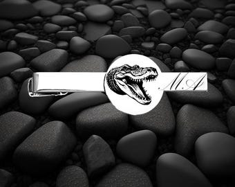 PERSONALISIERTE GRAVIERTE Krokodil-Alligator-Krawattenklammer Kostenlose gravierte Initiale, wenn gewünscht