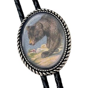 Bear Bolo Tie - Personalized Cord Color , length , and tips /A12
