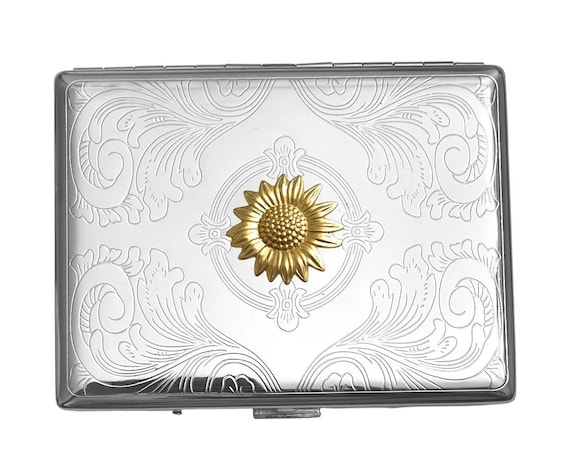 sunflower cigarette case Buy Stainless Steel Sunflower Cigarette Case Business Card ID Holder /P01  Online in India