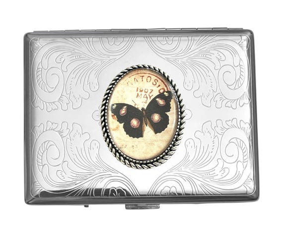 Stainless Steel Unique Butterfly Cigarette Case Business Card ID Holder  /BF02
