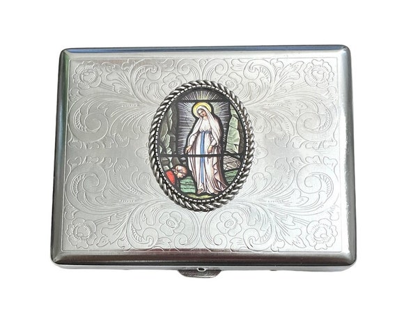 quality cigarette case Mary - Virgin Mary Catholic Stainless Steel Cigarette Box Case Top Quality  /R2