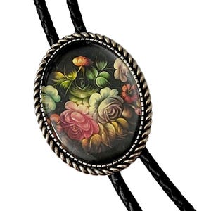 FLOWER  Bolo Tie - Personalized Cord Color ,length , and tips /FL4