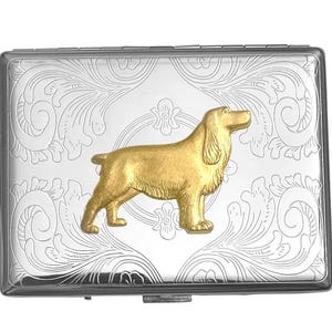 Edelstahl Golden Retriever Hund Zigarettenetui Visitenkartenhalter / P01