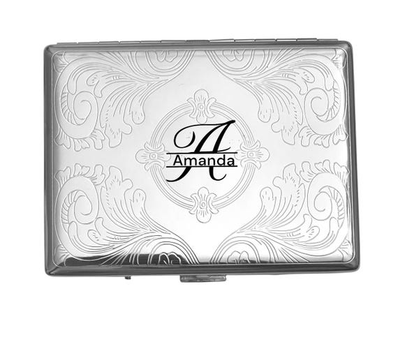 custom stainless cigarette case Personalized Chrome Steel / Engraved Name Spring and Summer 2017 Is it the same model in the store Customized Personalized Stainless Steel Monogram