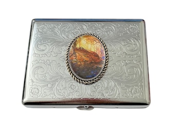 Estuche para cigarrillos FROG de acero inoxidable con tarjetero para tarjetas de visita/A06