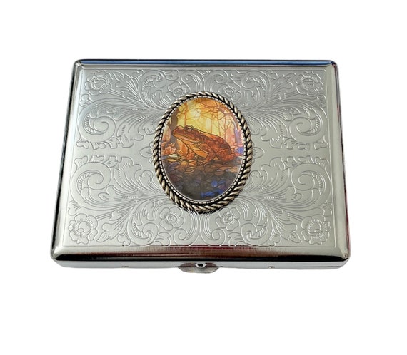 frog cigarette case Metal Silver D2 Amphibian Colorful Poison Toad Rainforest The Smoking Frog - iPhone