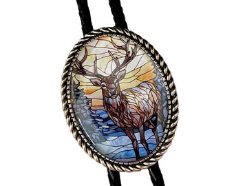 Deer  Bolo Tie - Personalized Cord Color ,length , and tips